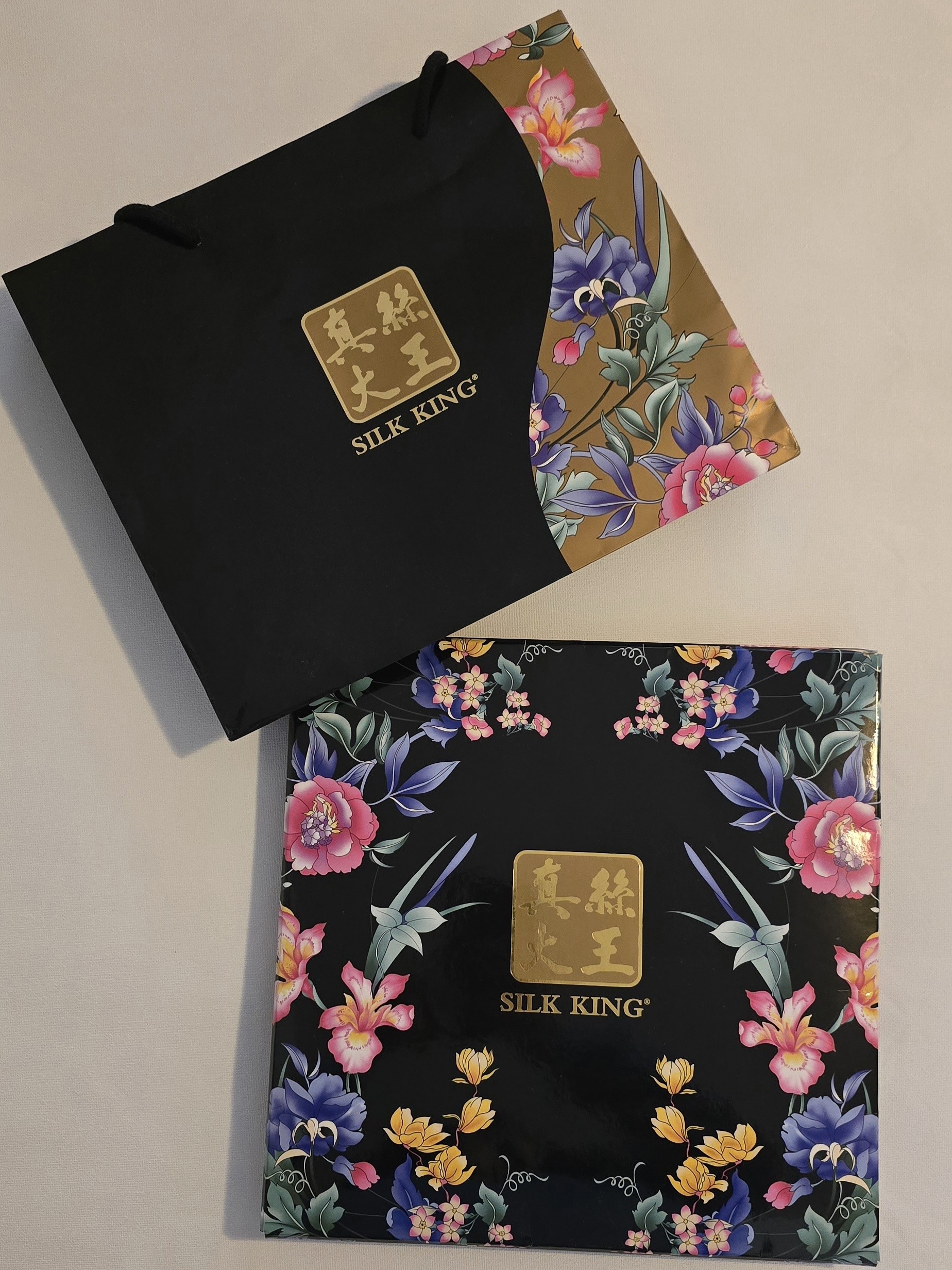 Silk King 100% Mulberry Silk Reversible Floral Tassel Scarf Shawl W/ Gift Box